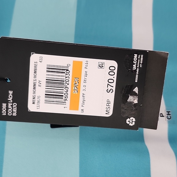 Under Armour Men's Blue Striped "Playoff Polo" Shirt - Picture 3 of 4